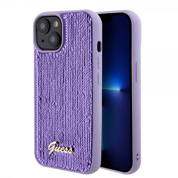 Guess iPhone 15 Cover Sequin Lilla