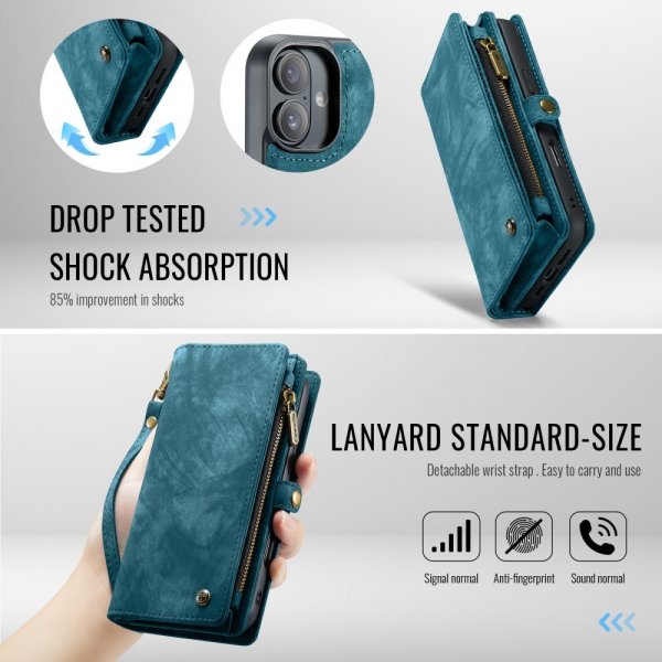 CaseMe iPhone 16 Etui 008 Series Aftageligt Cover Blå