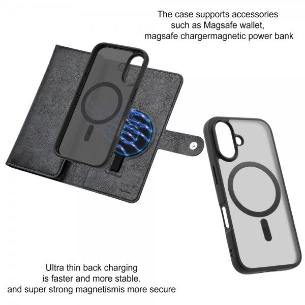 VILI iPhone 16 Cover med Aftageligt Skal GV Series MagSafe Sort
