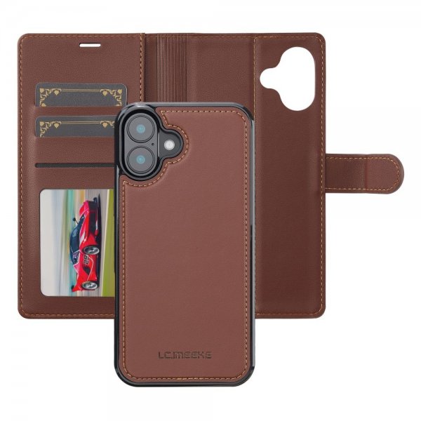 Lc.Imeeke iPhone 16 Cover med Aftageligt Etui L2 Series MagSafe Brun