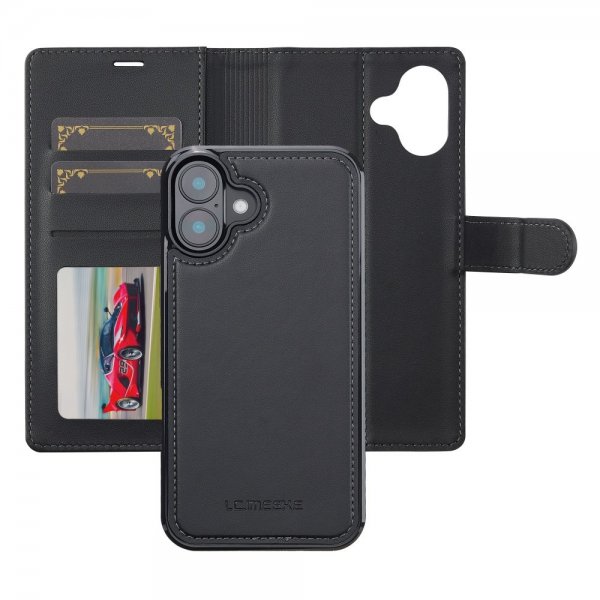 Lc.Imeeke iPhone 16 Cover med Aftageligt Cover L2 Series MagSafe Sort