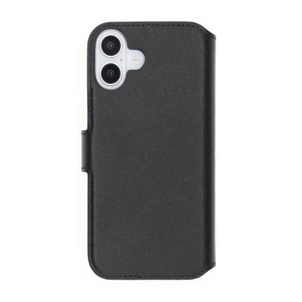 Rvelon iPhone 16 Cover Ægte læder Kortlomme Sort