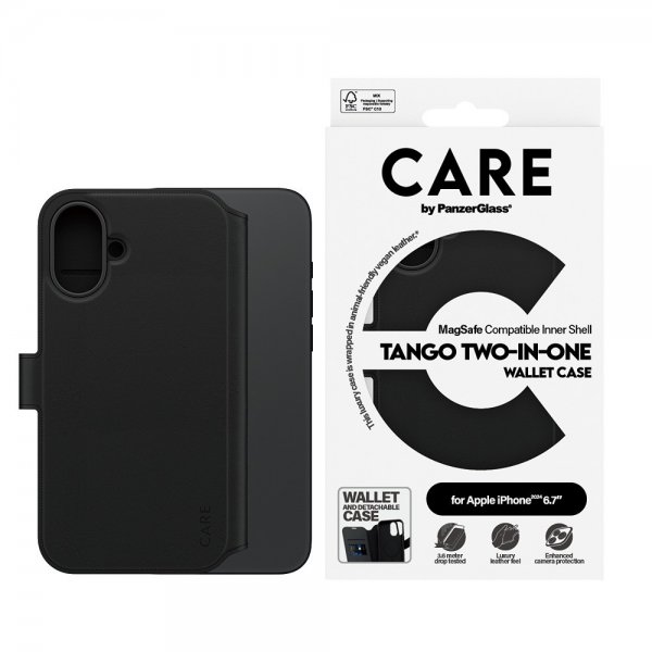 CARE by PanzerGlass iPhone 16 Plus Cover Tango To-i-én Pung MagSafe Sort