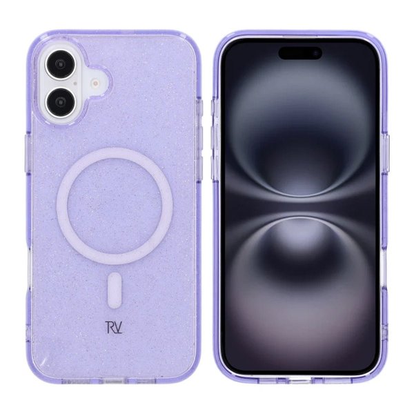 Rvelon iPhone 16 Plus Cover Glitter MagSafe Lilla