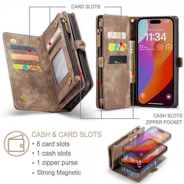 CaseMe iPhone 16 Pro Etui 008 Series Aftageligt Cover Brun