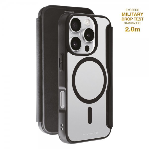 Vivanco iPhone 16 Pro Etui Mag Wallet Sort