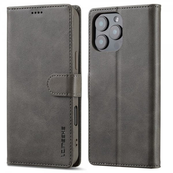 Lc.Imeeke iPhone 16 Pro Cover med Kortlomme og Stativfunktion Grå