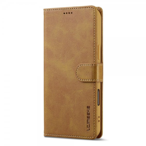 Lc.Imeeke iPhone 16 Pro Cover med Kortlomme og Stativfunktion Lysebrun