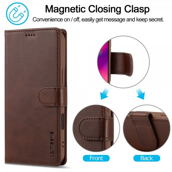 Lc.Imeeke iPhone 16 Pro Max Etui med Kortlomme Standerfunktion Mørkebrun
