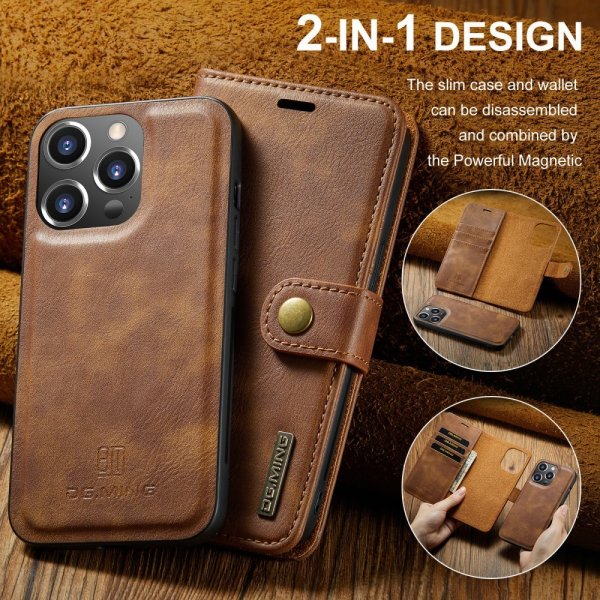 Dg.Ming iPhone 16 Pro Max Etui med Aftagelig Skal Brun
