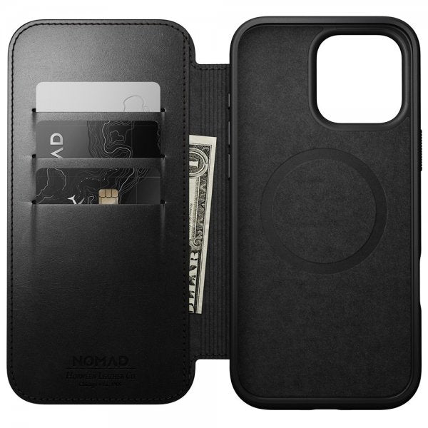 Nomad iPhone 16 Pro Max Cover Modern Læder Folio Horween Sort
