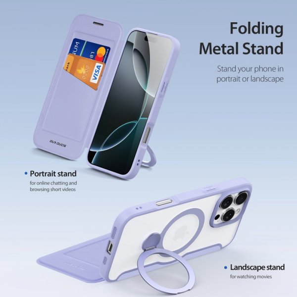 Dux Ducis iPhone 16 Pro Max Cover Skin X Pro Series Kickstand MagSafe Lilla