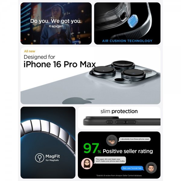 Spigen iPhone 16 Pro Max Cover Thin Fit MagFit Sort