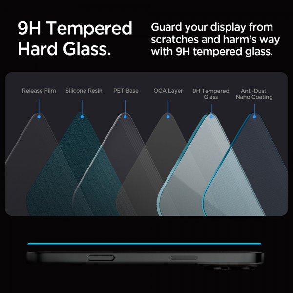 Spigen iPhone 16 Pro Max/iPhone 17 Pro Max Skærmbeskyttelse GLAS.tR EZ Fit 2-pak