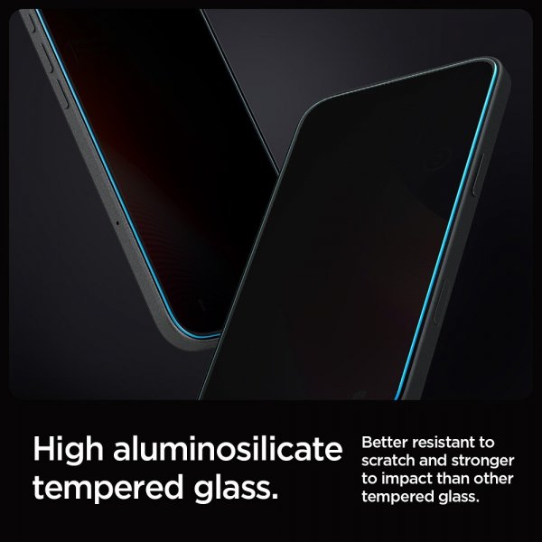 Spigen iPhone 16 Pro Max/iPhone 17 Pro Max Skærmbeskyttelse GLAS.tR EZ Fit Privacy 2-pak
