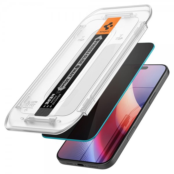 Spigen iPhone 16 Pro Max/iPhone 17 Pro Max Skærmbeskyttelse GLAS.tR EZ Fit Privacy 2-pak
