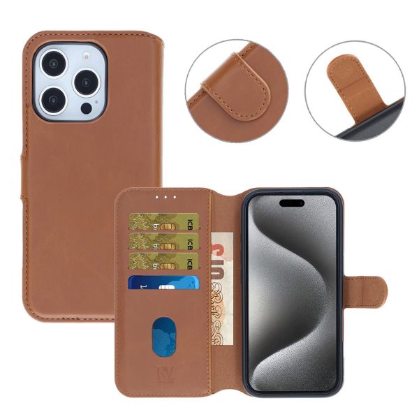 Rvelon iPhone 16 Pro Cover Magnetisk Aftageligt Etui Brun