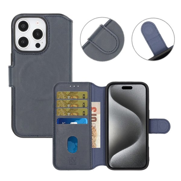 Rvelon iPhone 16 Pro Cover 4 Kortlommer MagSafe Blå