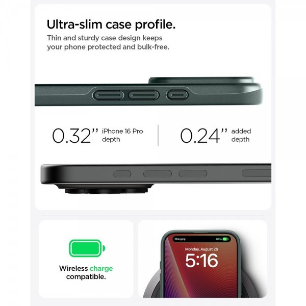 Spigen iPhone 16 Pro Cover Thin Fit MagFit Abyss Green