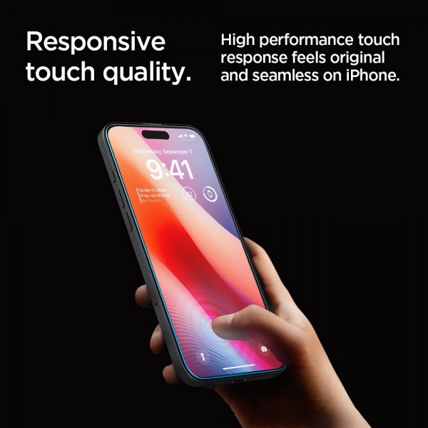 Spigen iPhone 16 Pro/iPhone 17/17 Pro Skærmbeskyttelse GLAS.tR EZ Fit 2-pak