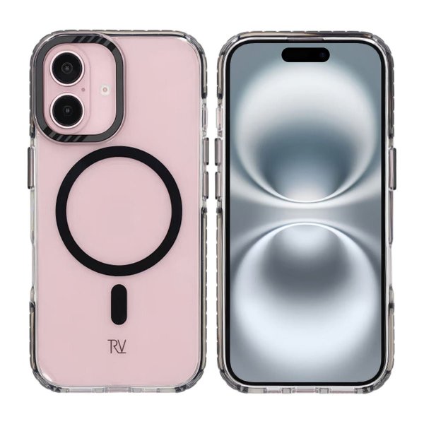 Rvelon iPhone 16 Cover TPU MagSafe Sort/Gennemsigtig