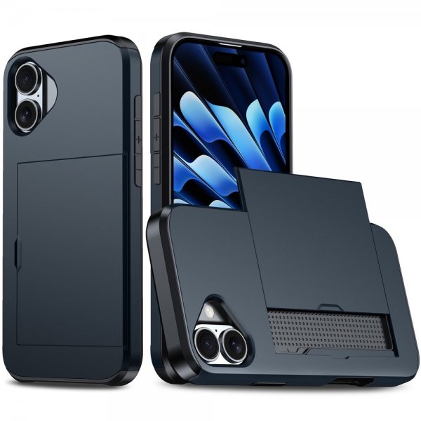 iPhone 16 Cover Card Slide Blå