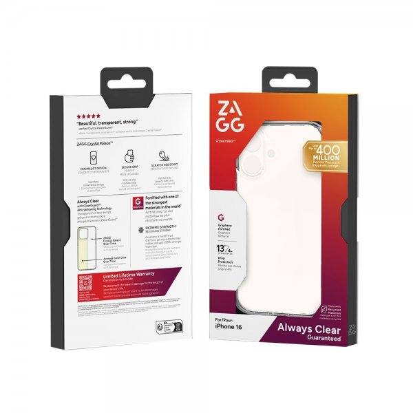ZAGG iPhone 16 Cover Crystal Palace Transparent