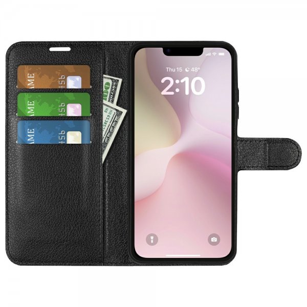 iPhone 16./17. Etui Litchi Sort