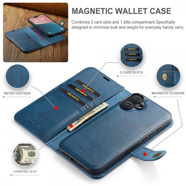 Dg.Ming iPhone 17 Etui med Aftageligt Cover Blå