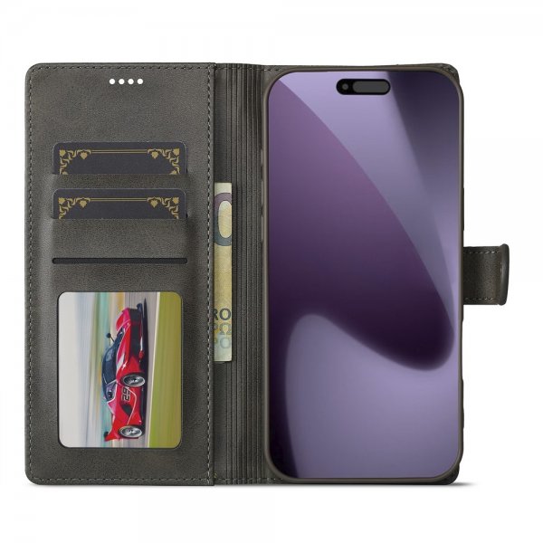 Lc.Imeeke iPhone 17 Pro Etui med Kortlomme og Standfunktion Grå