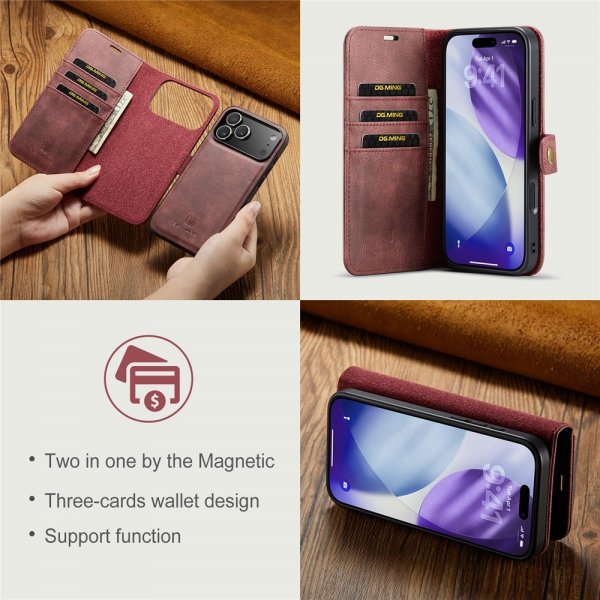 Dg.Ming iPhone 17 Pro Etui med Aftageligt Cover Rød