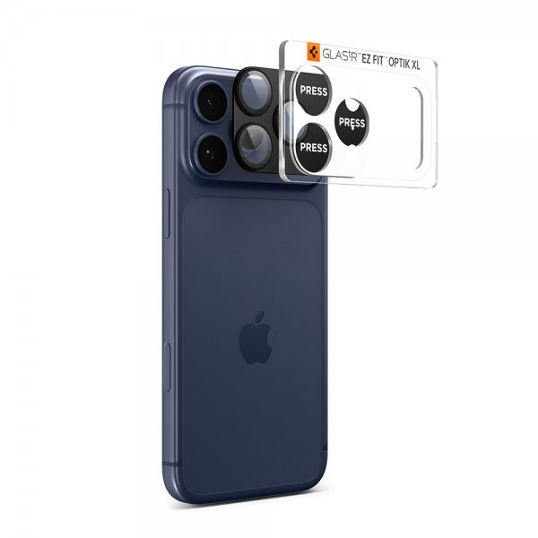 Spigen iPhone 17 Pro Kamerabeskyttelsesglas.tR EZ Fit Optik Pro XL Sort