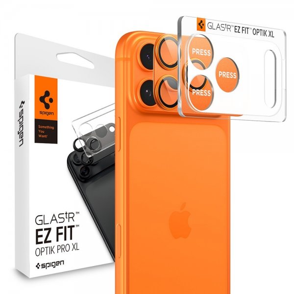 Spigen iPhone 17 Pro Max Kamerabeskytter Glas.tR EZ Fit Optik Pro XL Orange