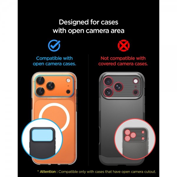 Spigen iPhone 17 Pro Max Kamerabeskytter Glas.tR EZ Fit Optik Pro XL Orange