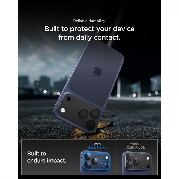 Spigen iPhone 17 Pro Max Kamerabeskytter Glas.tR EZ Fit Optik Pro XL Sort