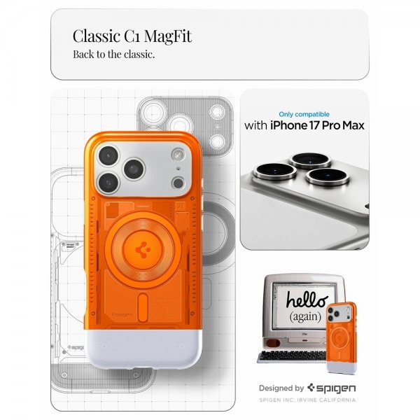 Spigen iPhone 17 Pro Max Cover Classic C1 MagFit Tangerine