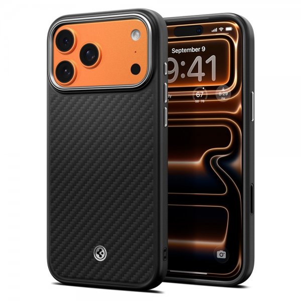 Spigen iPhone 17 Pro Max Cover Enzo Aramid T MagFit Sort Sølv