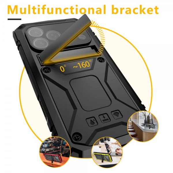 R-JUST iPhone 17 Pro Max Cover Metal Stødsikkert Sort