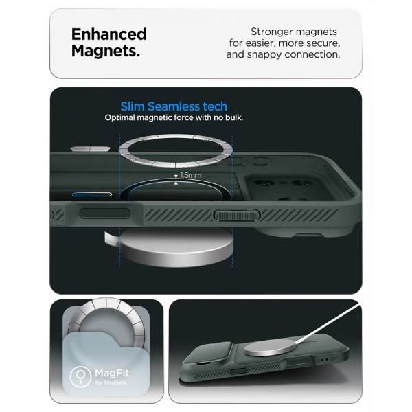 Spigen iPhone 17 Pro Max Cover Optik Armor MagFit Abyss Green