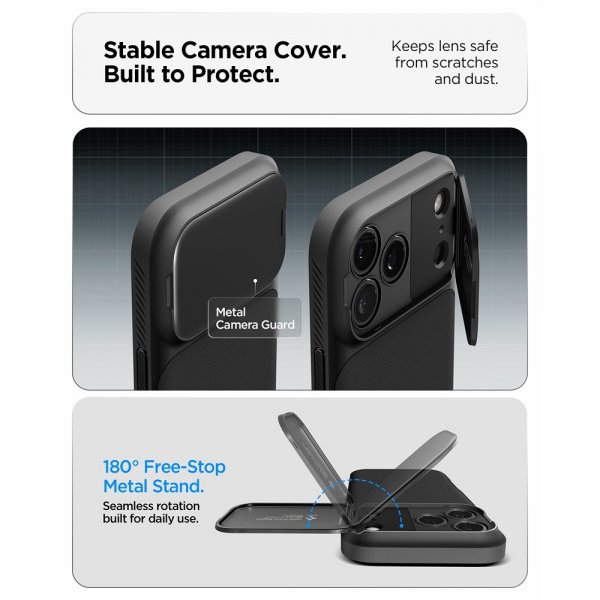 Spigen iPhone 17 Pro Max Cover Optik Armor MagFit Sort
