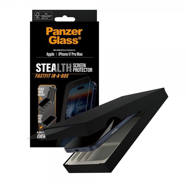 PanzerGlass iPhone 17 Pro Max Skærmbeskyttelse Ultra-Wide Fit Stealth Fastfit