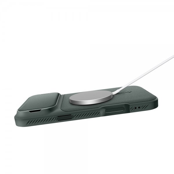 Spigen iPhone 17 Pro Cover Optik Armor MagFit Abyss Green