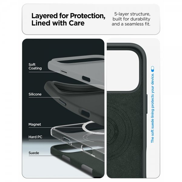 Spigen iPhone 17 Pro Cover Silicone Fit MagFit Abyss Green