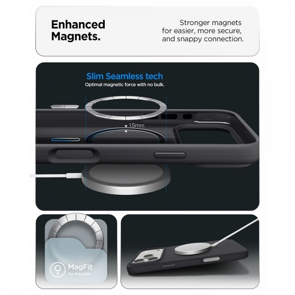 Spigen iPhone 17 Pro Cover Silicone Fit MagFit Sort