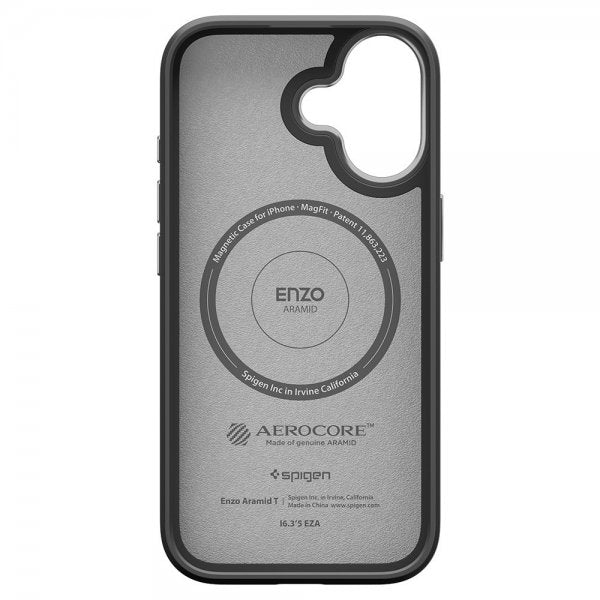 Spigen iPhone 17 Cover Enzo Aramid T MagFit Sort Sølv