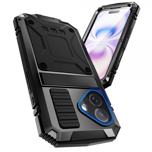 R-JUST iPhone 17 Cover Metal Stødabsorberende Sort