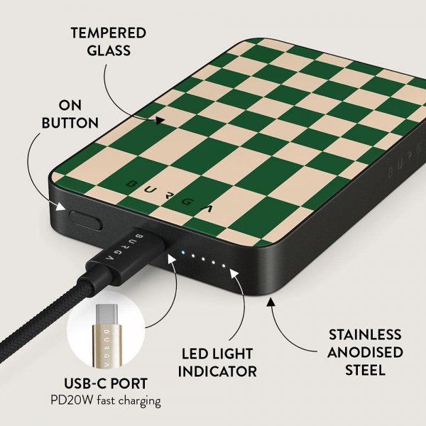 Burga Powerbank MagSafe 5000 mAh Ivy League Metalgrå