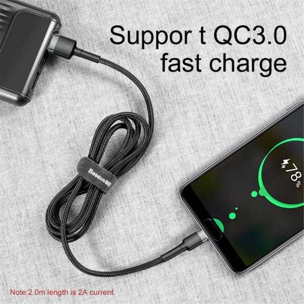Baseus Kabel Cafule Cable USB-A/USB-C 3m Grå Sort