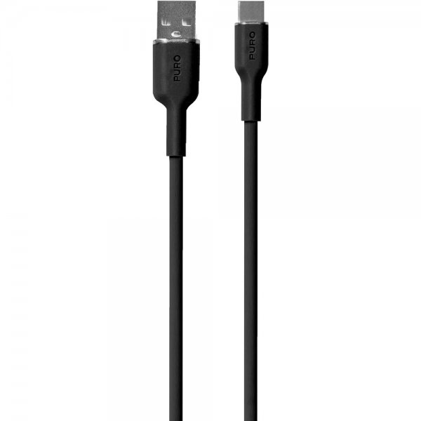 Puro Kabel Soft Charge & Sync Cable USB-A/USB-C 1.5m Sort