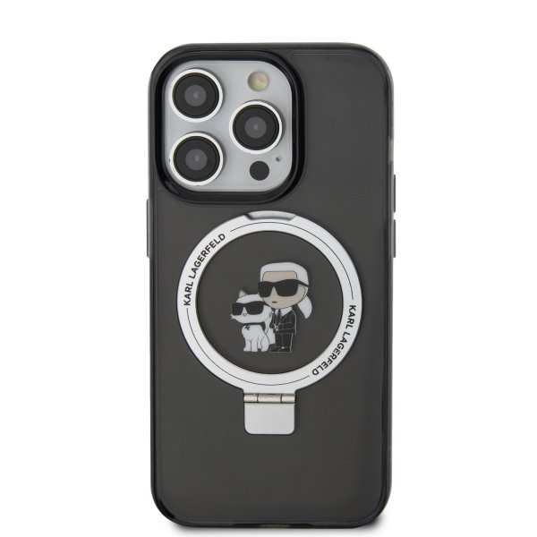 Karl Lagerfeld iPhone 15 Cover Ring Stand MagSafe Sort